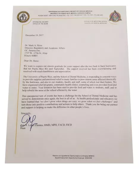 Thank you letter to Dr. Mark Heiss from recipients