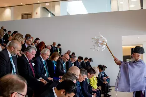 Photo of Traditional Shinto ceremony for blessing and purification of the new facility