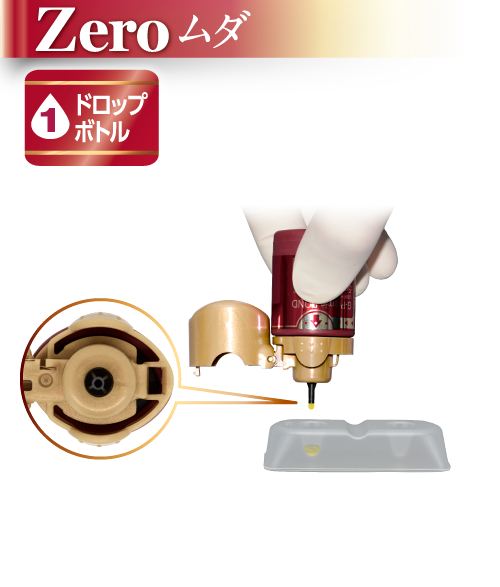 Zeroムダ 1ドロップボトル｜液が垂れることなく、1滴ずつ採取｜液垂れによるノズル周りの汚れ低減