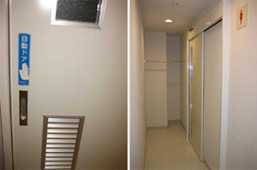 トイレ自動ドアー化とトイレ前の着替え(白衣掛けハンガー)