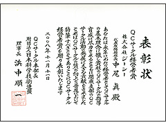 ＱＣサークル経営者賞 表彰状