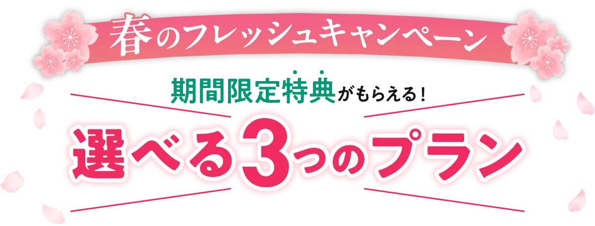春のフレッシュキャンペーン選べる3つのプラン