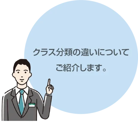 クラス分類の違いについてご紹介します。